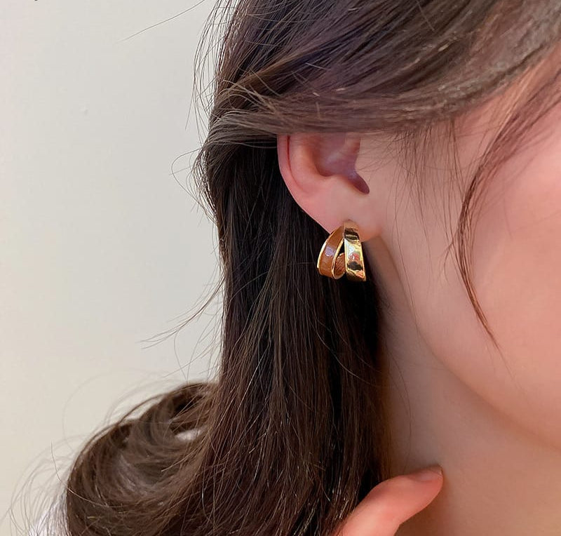 Elegant Dual Colour Korean Gold Plated Earings | Casual wear Fashion Trendy Jewelry - Black
