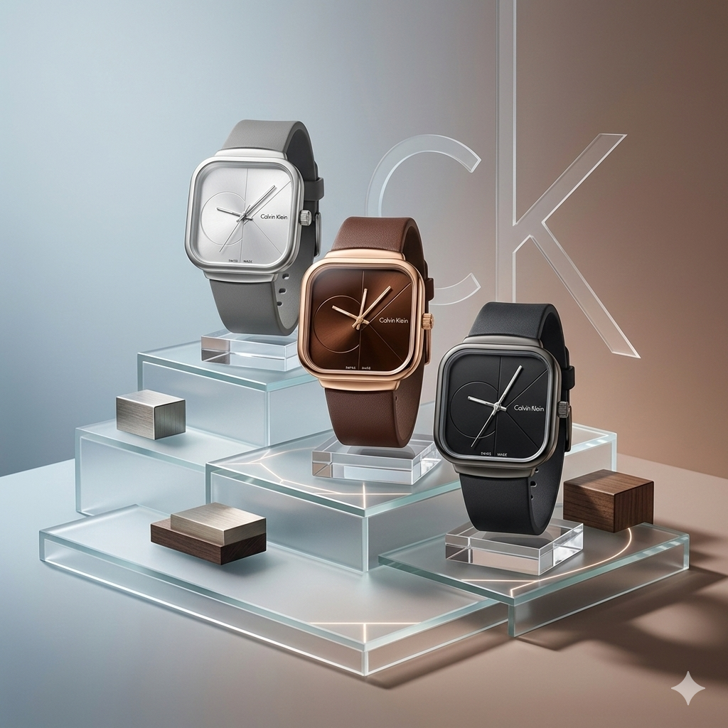 Calvin Klein Black Quartz Analog Watch for Men | Square Dial Luxury Wristwatch with Premium Silicone Strap Black