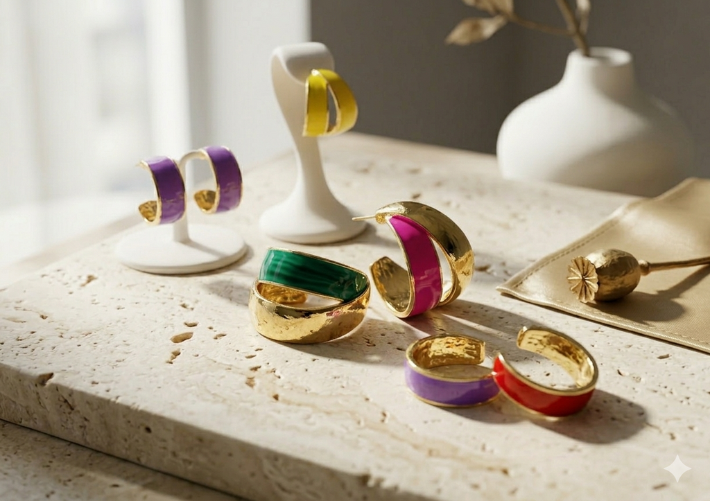 Elegant Dual Colour Korean Gold Plated Earings | Casual wear Fashion Trendy Jewelry - Black