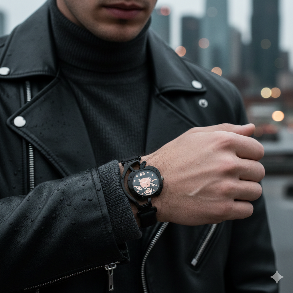 Apple-Silhouette Analog Watch (Midnight Black)