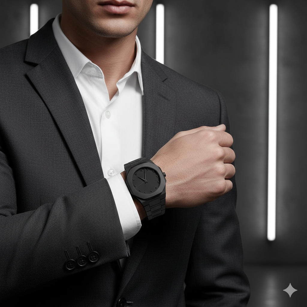 Full Black AURA Quartz Analog Watch – Lightweight Premium Design - Stylish Wrist Watch For Men (Without Box)