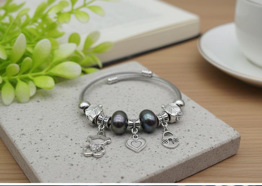 1 Piece Imported Pandora Charm Bracelet with Elegant Pearl Accents and Cute Charms | Best Quality Bracelet For Girls & Women | Girls & Women Jewellery