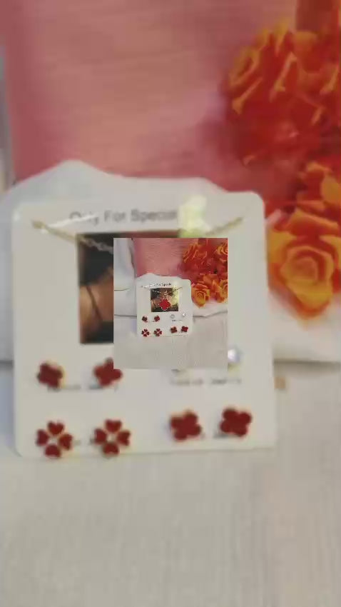 Earrings And Necklace Pack 4 Set Stylish Jewelry Collection Elegant Design Durable Quality Comfortable Wear Suitable For Daily And Occasion Use - Black